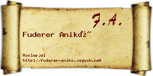 Fuderer Anikó névjegykártya