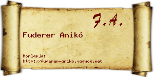 Fuderer Anikó névjegykártya